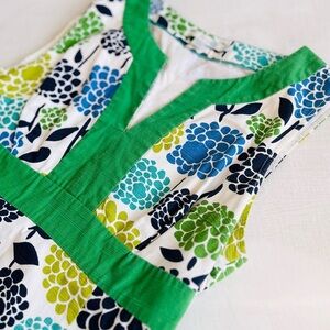 [Boden] Cotton Textured Bold Floral Notched Neck Fully Lined Shift Dress